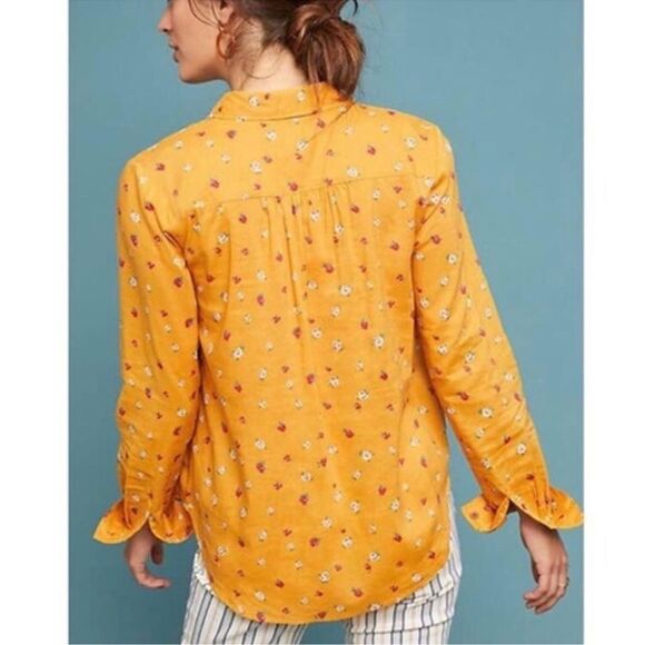🦃 Anthropologie Maeve Phyllis Long Sleeve Button Down Floral Blouse - Picture 4 of 13